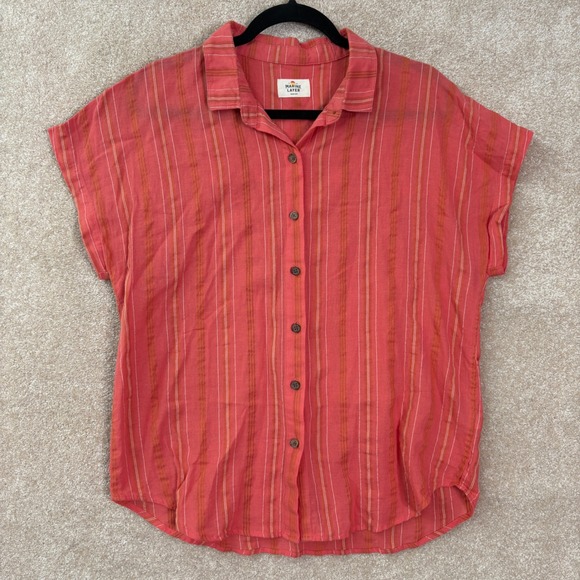 Marine Layer Tops - MARINE LAYER Button Down Shirt Womens Medium Stripe Short Sleeve 100% Cotton